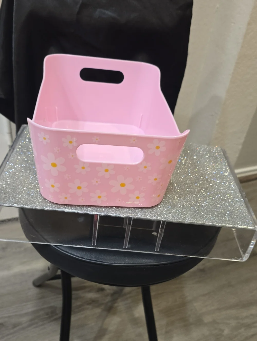 True Living Decorative Pink Daisy Storage Bin with Handles